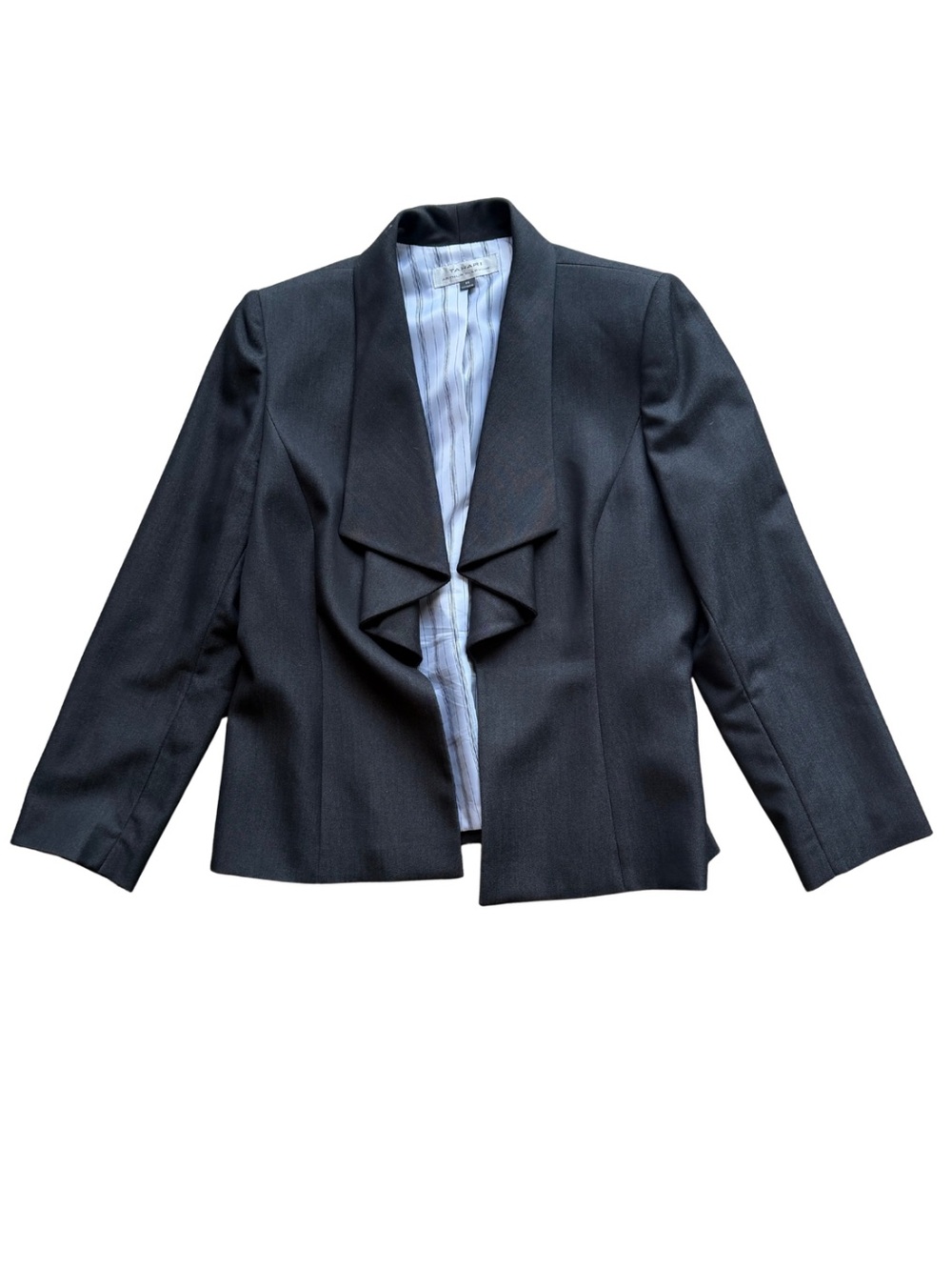 Tahari Black Draped Open-Front Blazer